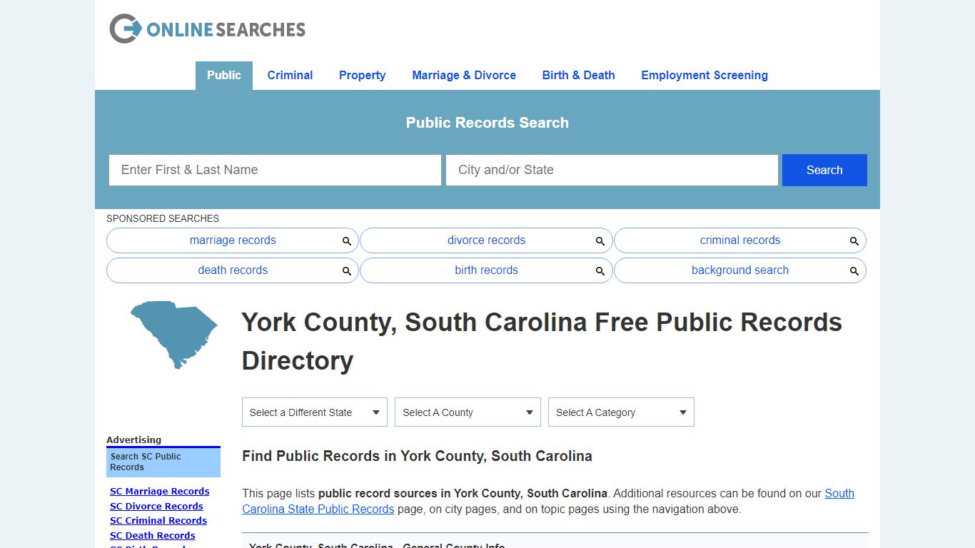 York County, South Carolina Public Records Directory