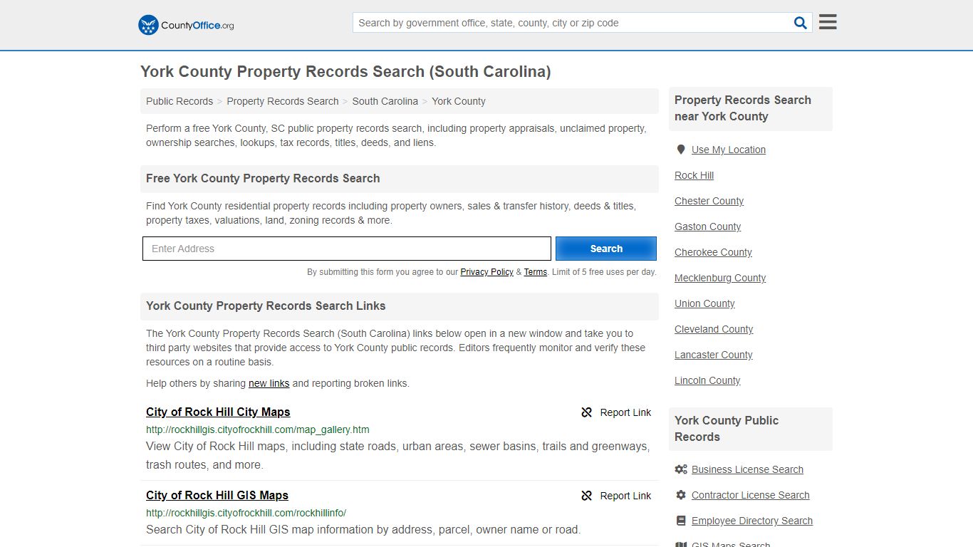 Property Records Search - York County, SC (Assessments ...